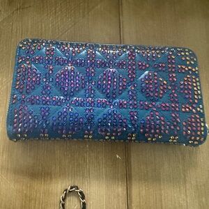 Christian Dior Blue Bedazzled Long Wallet